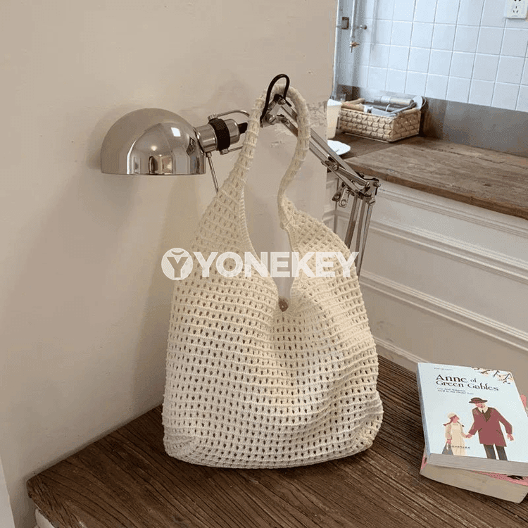 Zenanlar üçin örme tote sumka, uly göwrümli, ýeňil we tomsuň üçin amatly