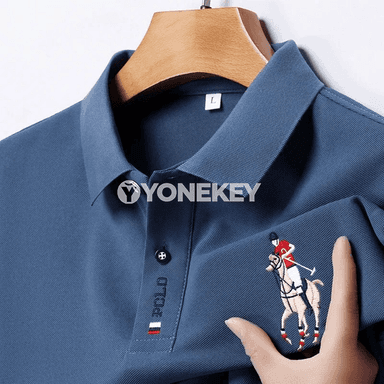 Erkekler üçin ýazky gysga ýeňli nakışly polo köýnek