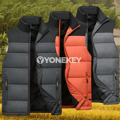 Erkekler üçin ýyly pamykly ýeňsiz ýelek, şäherçe stil