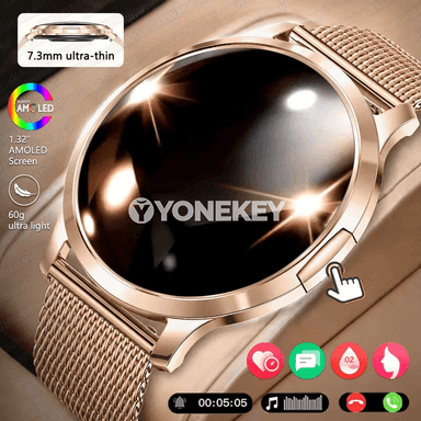 Zenanlar üçin inçe AMOLED akylly sagat, Bluetooth jaňly