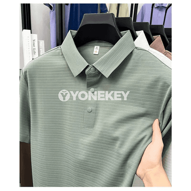 Erkekler üçin dem alýan polo futbolka, gysga ýeňli sport stil