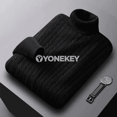 Erkekler üçin ýyly balakly gök boýun switeri, gyş üçin