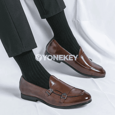 Erkekler üçin amatly deri slip-on loafer köwüşler