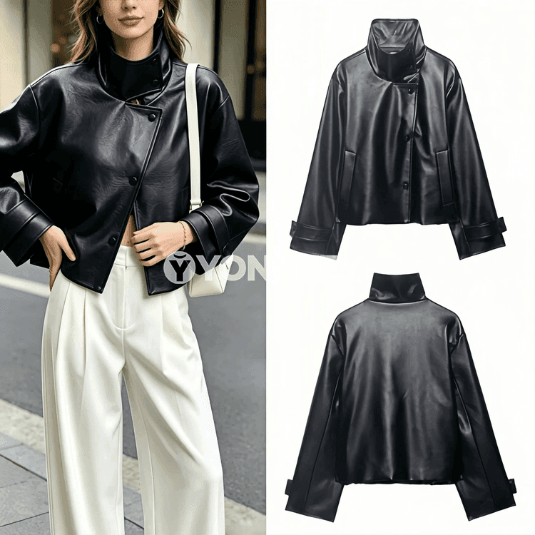 Zenanlar üçin güýz-ýaz oversize gara jaket