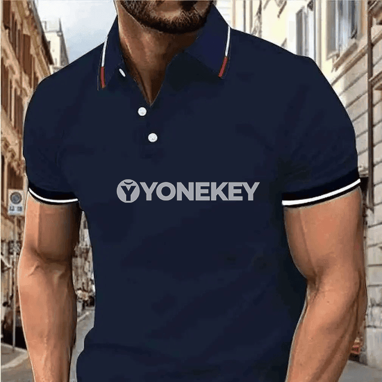 Erkekler üçin ýazlyk polo futbolka, gysga ýeňli, döwrebap stil