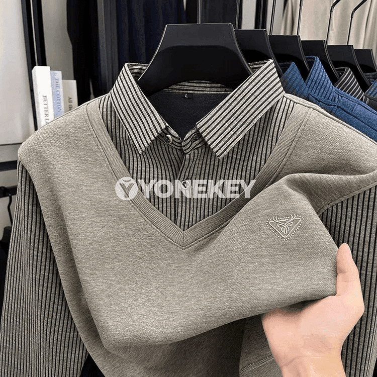 Erkekler üçin ýyly, ýumşak polo köýnek, güýz-gyş üçin