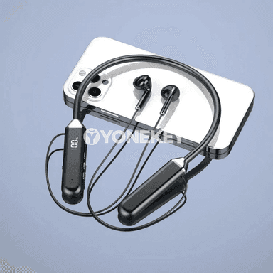 TWS Bluetooth 5.3 boýunly simsiz sport nauşnikler, LED görkeziji bilen