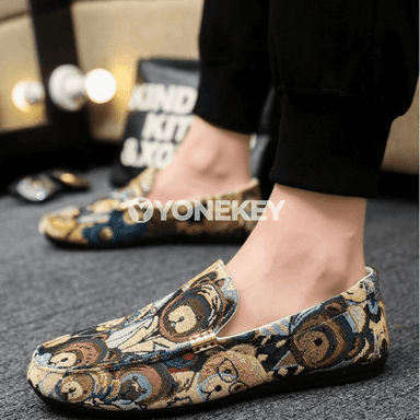Erkekler üçin ýeňil kanwa loafers, dem alýan, süýşmeýän, 40-46 ölçeg