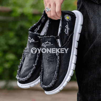 Erkekler üçin rahat kanwa köwüşleri, slip-on, ýeňil