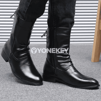 Erkekler üçin deri biker ädikler, ýokary boýun, gara stil