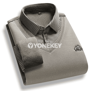 Erkekler üçin ýyly fleece polo boýunly köýnek, gyşky göni model