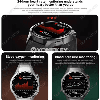 GPS, NFC, ýürek urşy gözegçiligi bolan erkek akylly sagat, 360×360 AMOLED