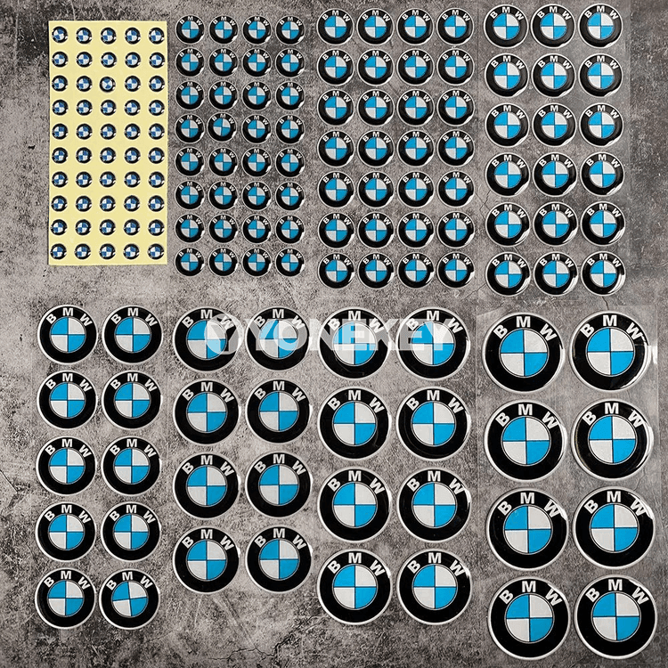 BMW üçin 2 bölekli metal emblema stikeri, 25–65 mm