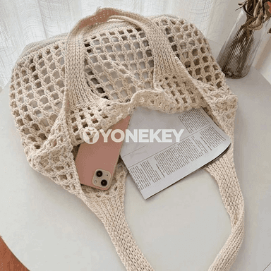 Zenanlar üçin örülen açyk large tote sumka, tomuslyk egin sumkasy