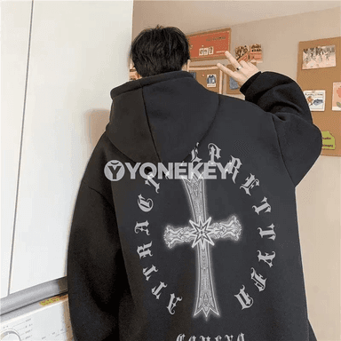 Erkekler üçin giň kesimli kapýuşonly switer, M-8XL