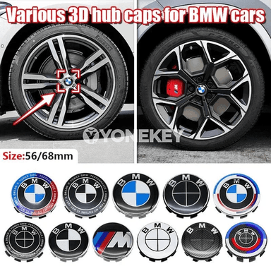 BMW M belgili 56/68 mm tigir merkezi gapaklary, 4 sany