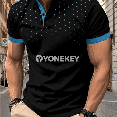 Erkekler üçin 3D çaply ýarym ýeňli polo köýnek