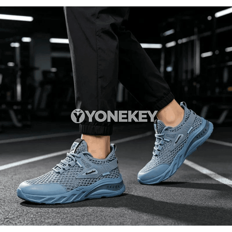 Erkekler üçin mesh köwüşler, ýeňil, dem alýan, ýumşak tabanly sport stil
