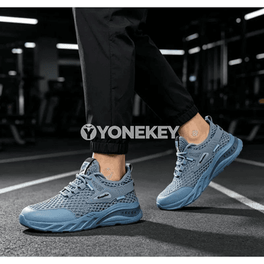 Erkekler üçin mesh köwüşler, ýeňil, dem alýan, ýumşak tabanly sport stil