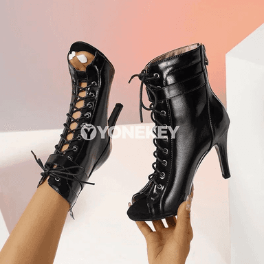 Zenanlar üçin ýokary ökjeli açyk burunly gladiator sandal-ädikler