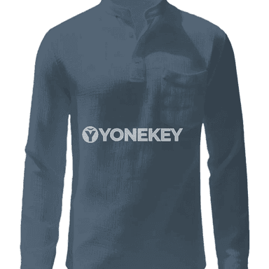 Erkekler üçin rahat dik ýaka uzyn ýeňli düwmeli köýnek