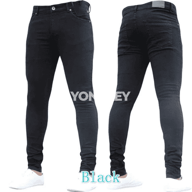 Erkekler üçin gara slim fit jeans balak, gündelik denim