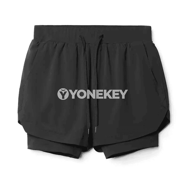 Erkekler üçin sport şortik, 2-in-1, jübüli ýeňil model