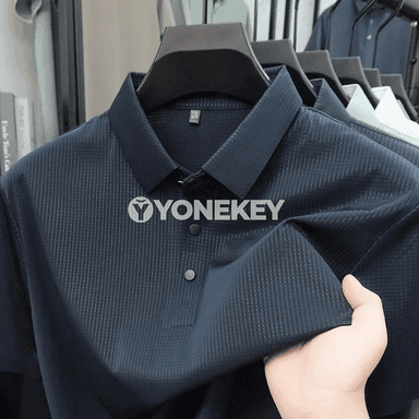 Erkekler üçin dem alýan mesh polo köýnek, gysga ýeňli