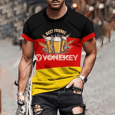 Erkekler üçin 3D oktýabr festiwal futbolkasy, vintage stil