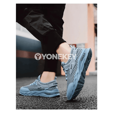 Erkekler üçin mesh köwüşler, ýeňil, dem alýan, ýumşak tabanly sport stil