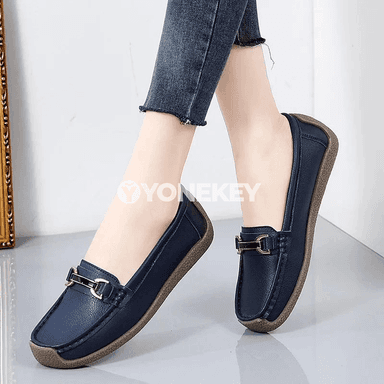 Zenanlar üçin deri baletkalar, ýeňil slip-on lofer köwüşler