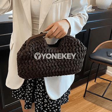 Zenanlar üçin tomuslyk halta sumka, ýeňil we moda rattan görnüşli