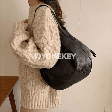 Zenanlar üçin uly göwrümli PU deri egin sumkasy, gündelik model