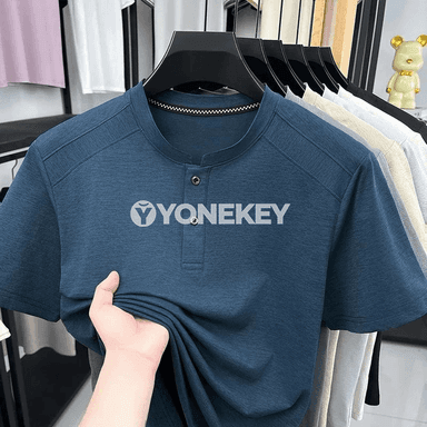 Erkekler üçin ýazlyk Henley boýunly ýeňil we dem alýan futbolka