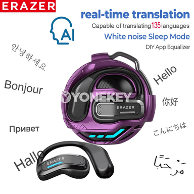 ERAZER X8 AI Bluetooth gulaklyklar, mikrofonly, gijikmesi az, sport üçin