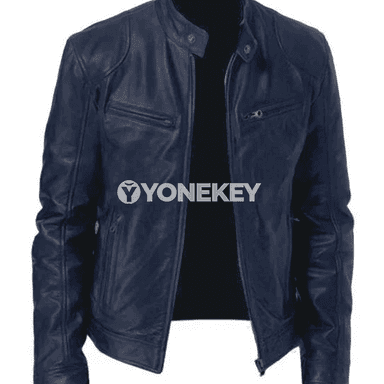 Erkekler üçin PU deri günlük penjek, güýz-gyş üçin ýyly model