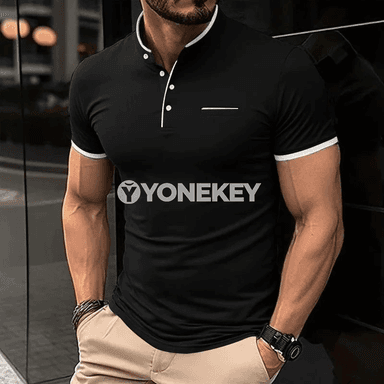 Erkekler üçin ýazky polo boýunly gysga ýeňli köýnek