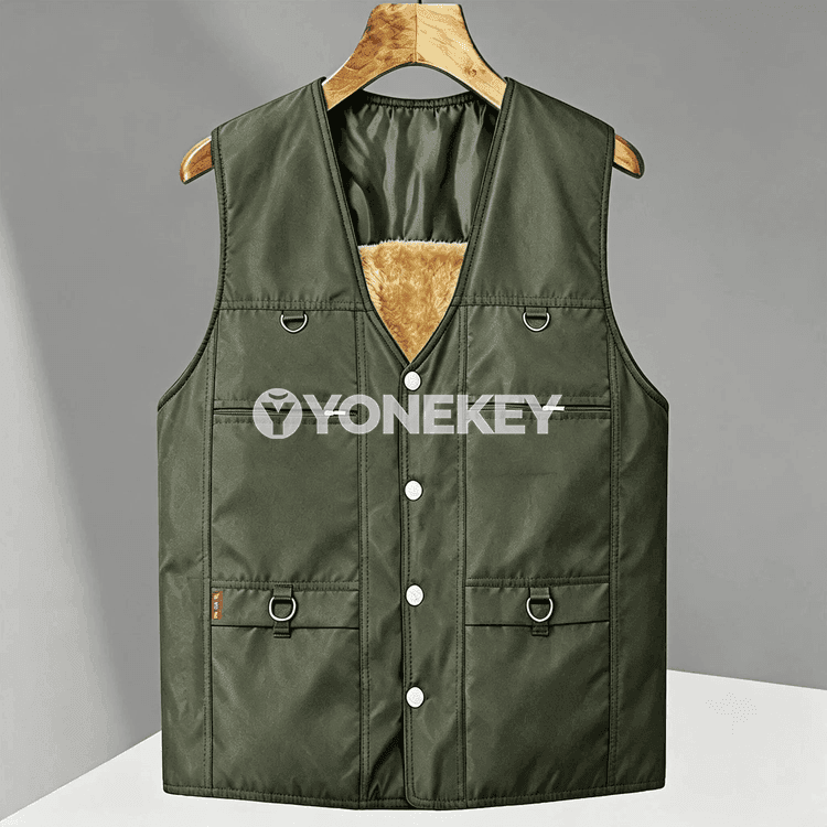 Erkekler üçin ýyly, galyň içli gündelik ýeňsiz jaket