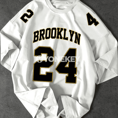 Erkekler üçin Brooklyn 24 ýazgyly rahat futbolka