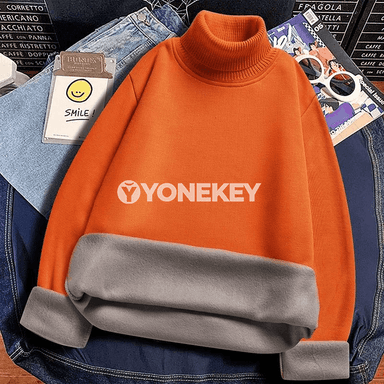Erkekler üçin ýyly turtlenek pulower, ýumşak içki gatlakly gündelik model