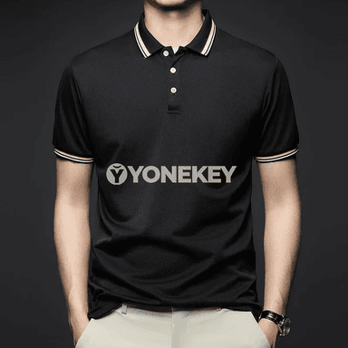Erkekler üçin zolakly polo futbolka, ýeňil we dem alýan, tomuslyk