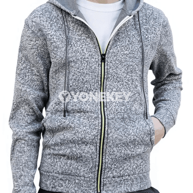 Erkekler üçin kapýuşonly fermuarly jaket, güýz-gyş üçin rahat