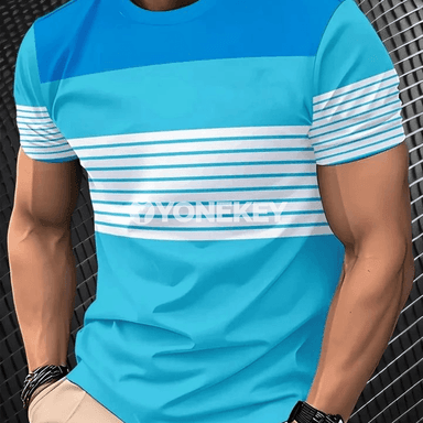 Tomus üçin 3D çaply zolakly klassik futbolka