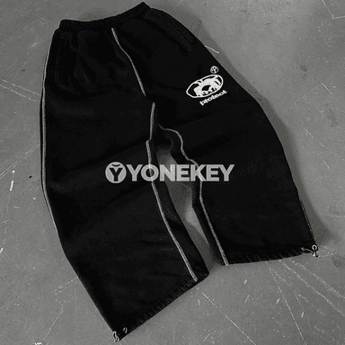 Erkekler üçin giň Y2K baggy balak, ýeňil sport ştany