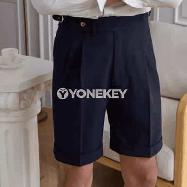 Erkekler üçin tomusky giň kesimli Naples şortigi, ýokary hilli gündelik model