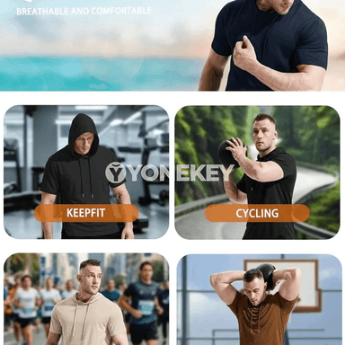 Erkekler üçin tomus hoodly sport futbolka, ýeňil we rahat