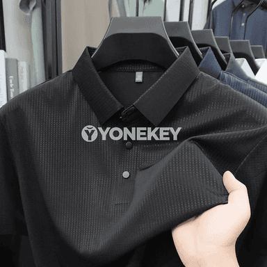 Erkekler üçin dem alýan mesh polo köýnek, gysga ýeňli