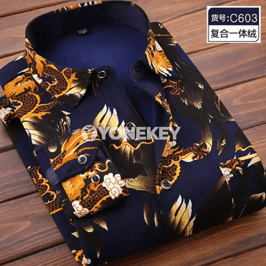 Erkekler üçin gyş ýyly köýnek, fleece, nagyşly gündelik köýnek