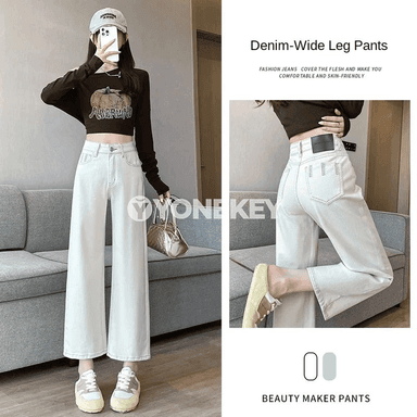 Zenanlar üçin Y2K giň jeans balaklar, ýokary boýun, vintage stil
