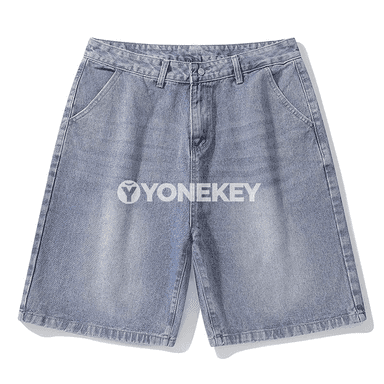 Erkekler üçin ýazky jeans şortik, giň oturan, döwrebap ýuwulan görnüş